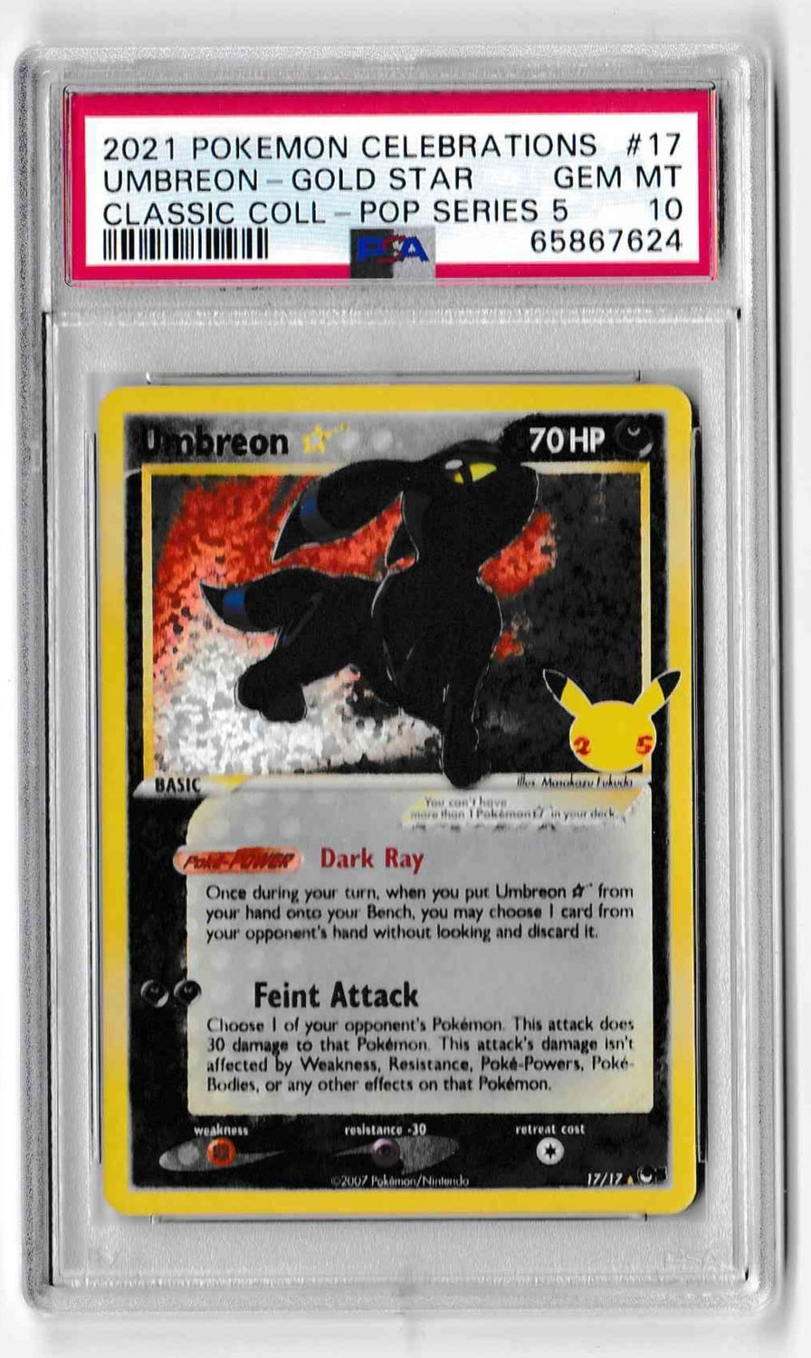 Pokemon Celebrations Classic Collection 17 Umbreon-Gold Star PSA GEM MINT 10