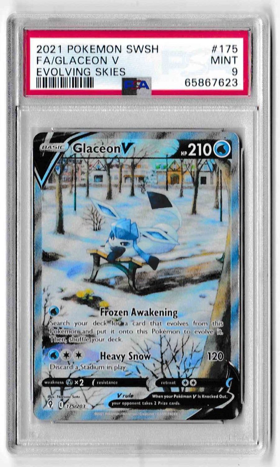 Pokemon Sword & Shield Evolving Skies 175 Full Art/Glaceon V PSA MINT 9