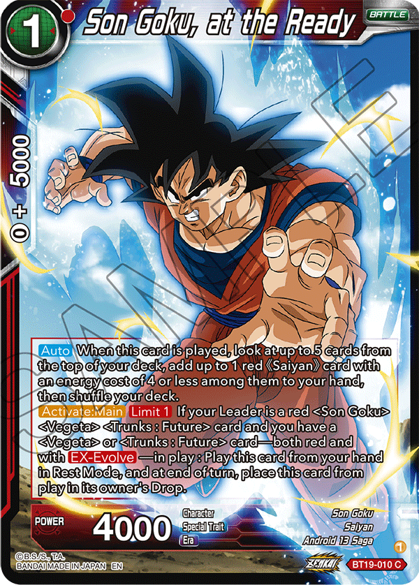 Zenkai Series FIGHTER’S AMBITION BT19-010 Son Goku, at the Ready