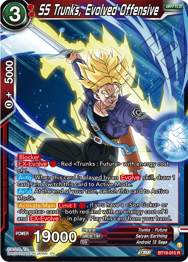 Zenkai Series FIGHTER’S AMBITION BT19-015 SS Trunks, Evolved Offensive