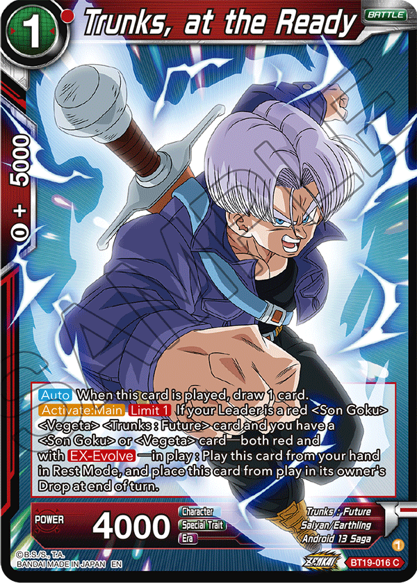 Zenkai Series FIGHTER’S AMBITION BT19-016 Trunks, at the Ready
