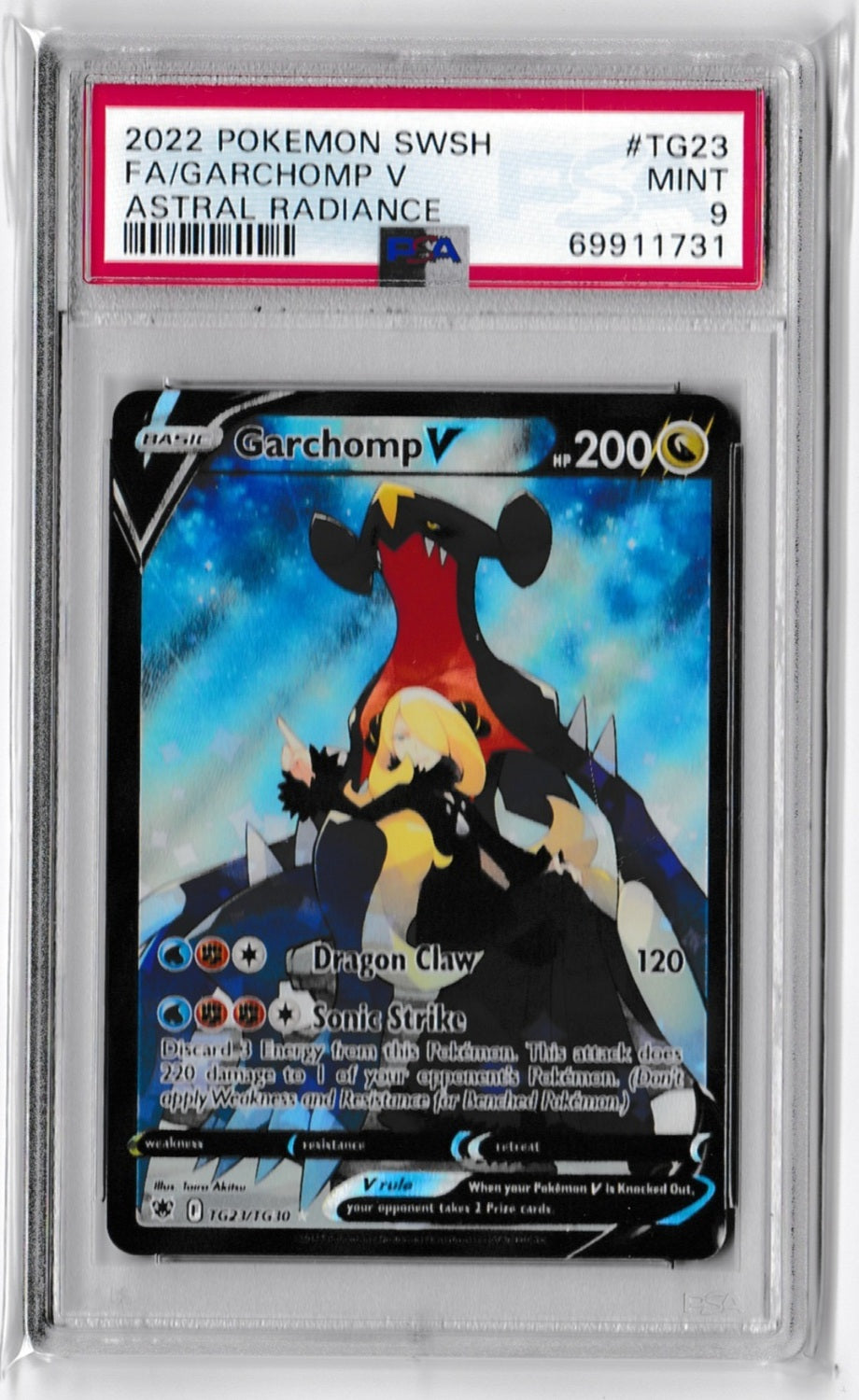 Pokemon Sword and Shield Astral Radiance TG23 Full Art/Garchomp V MINT 9