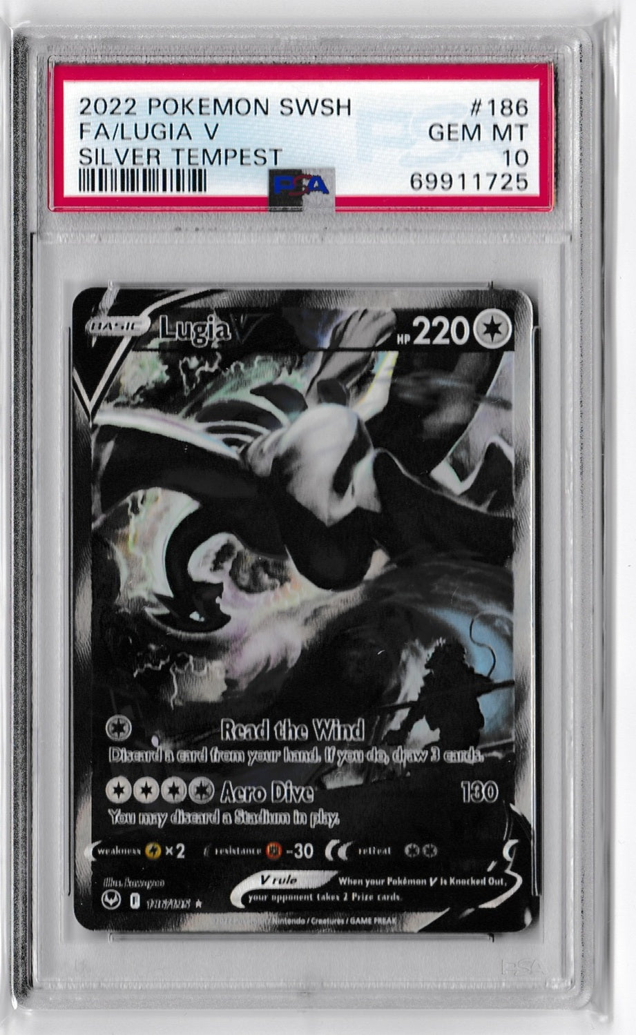 Pokemon Sword and Shield Silver Tempest 186 Full Art/Lugia V GEM MINT 10