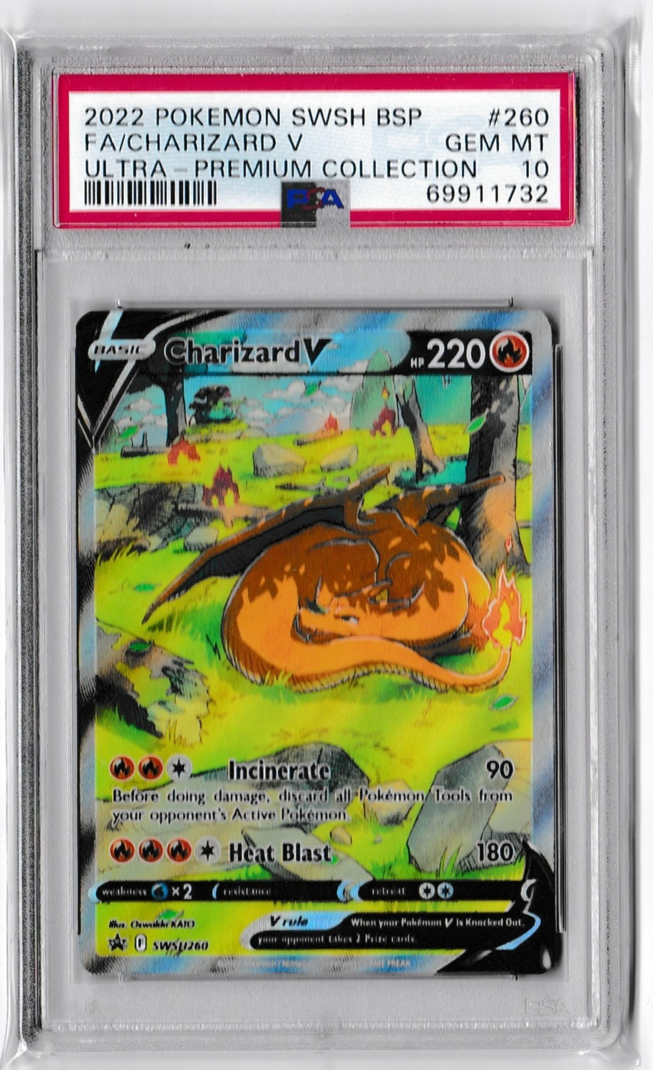 Pokemon Swsh Black Star Promo 260 Full Art/Charizard V Sword & Shield Ultra-Premium Collection-Charizard GEM MINT 10