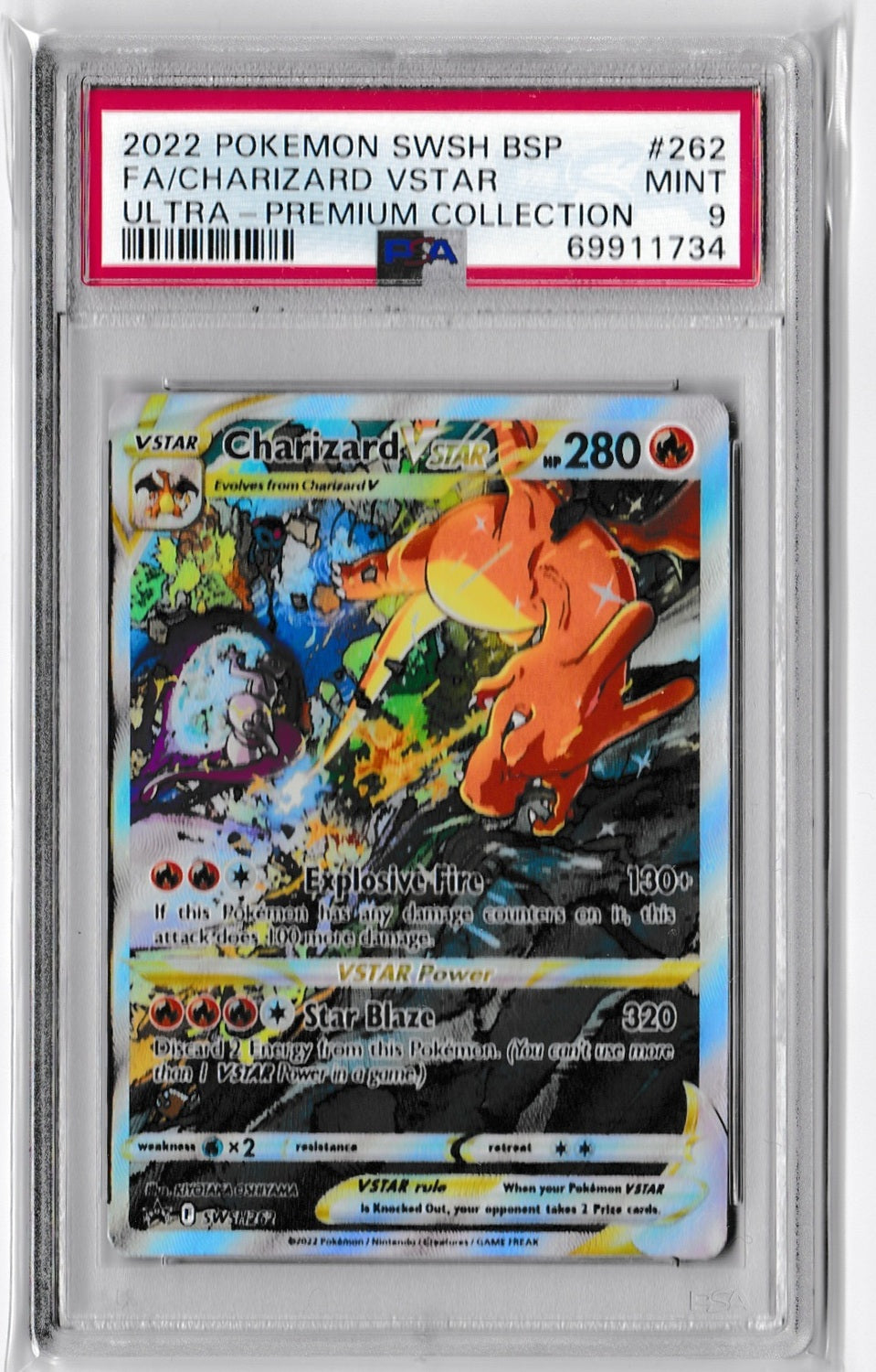 Pokemon Swsh Black Star Promo 262 Full Art/Charizard Vstar Sword & Shield Ultra-Premium Collection-Charizard MINT 9