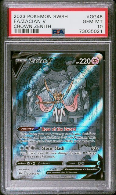 Pokemon Sword and Shield Crown Zenith GG48 Full Art/Zacian V PSA 10