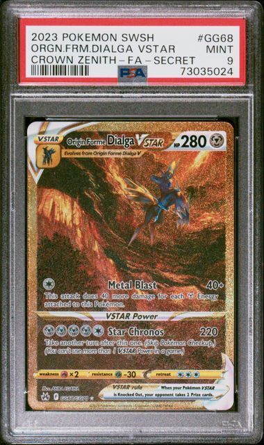 Pokemon Sword and Shield Crown Zenith GG68 Full Art/Origin Forme Dialga Vstar Secret PSA 9