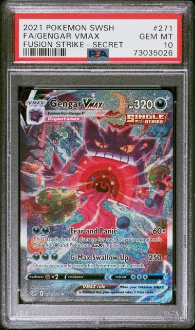 Pokemon Sword & Shield Fusion Strike 271 Full Art/Gengar Vmax Secret PSA 10
