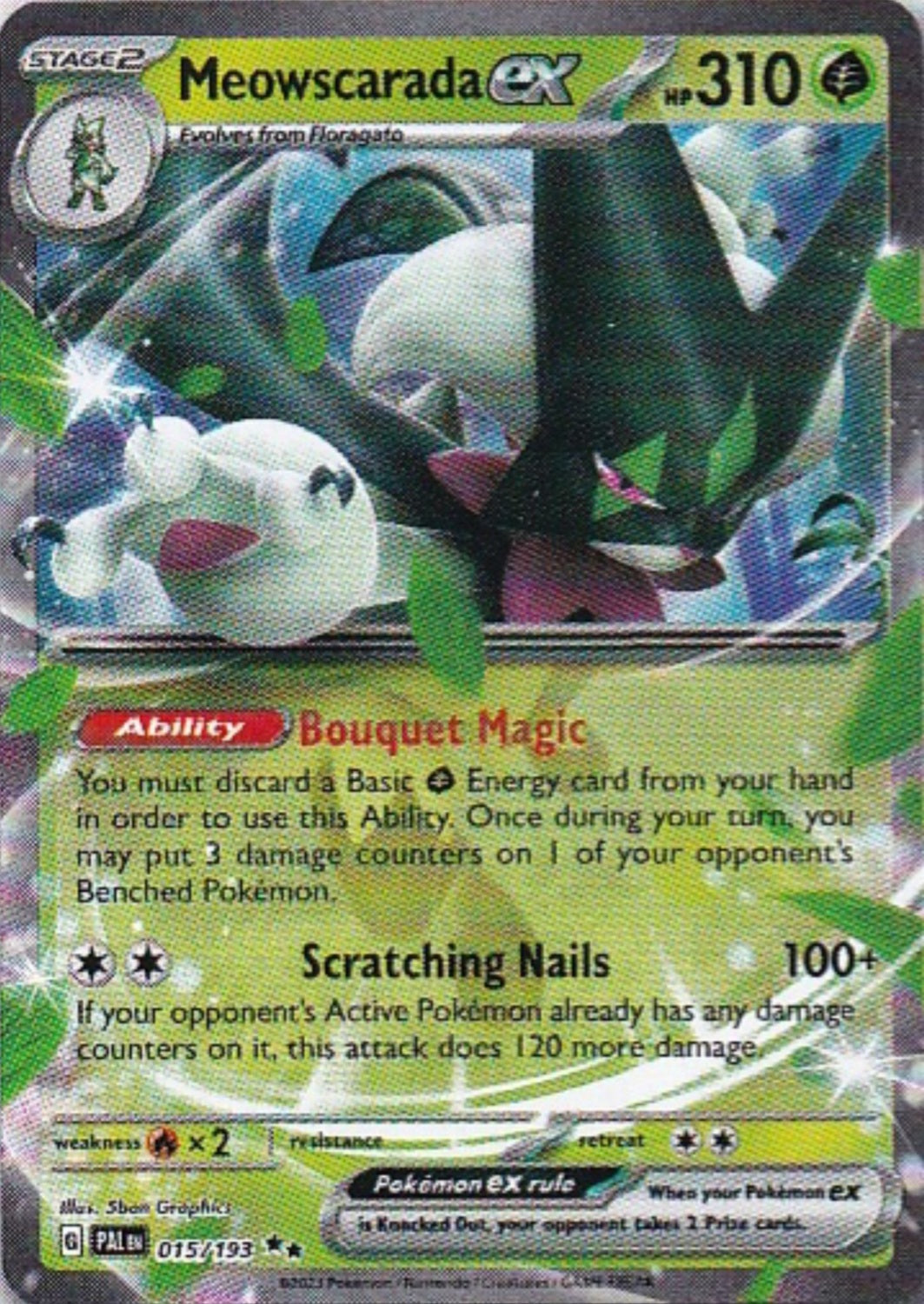 Scarlet & Violet Paldea Evolved 015/193 Meowscarada ex