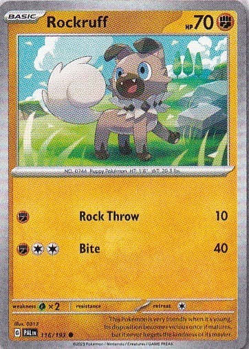 Scarlet & Violet Paldea Evolved 116/193 Rockruff Reverse Holo