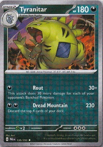 Scarlet & Violet Paldea Evolved 135/193 Tyranitar Holo