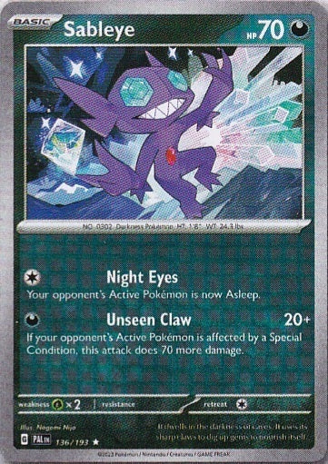 Scarlet & Violet Paldea Evolved 136/193 Sableye Holo