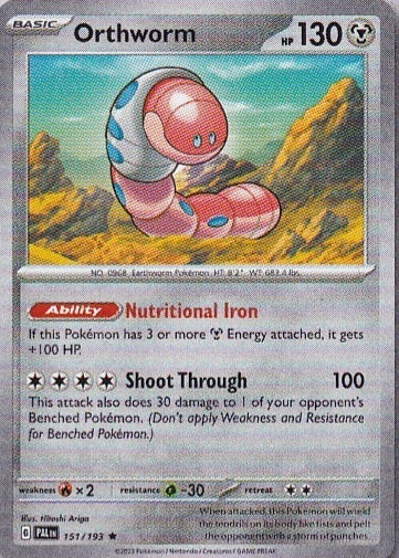 Scarlet & Violet Paldea Evolved 151/193 Orthworm Holo