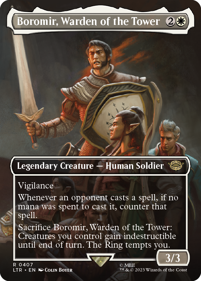 MTG Lord Of The Rings 0407 Boromir, Warden of the Tower (Borderless Art Foil)