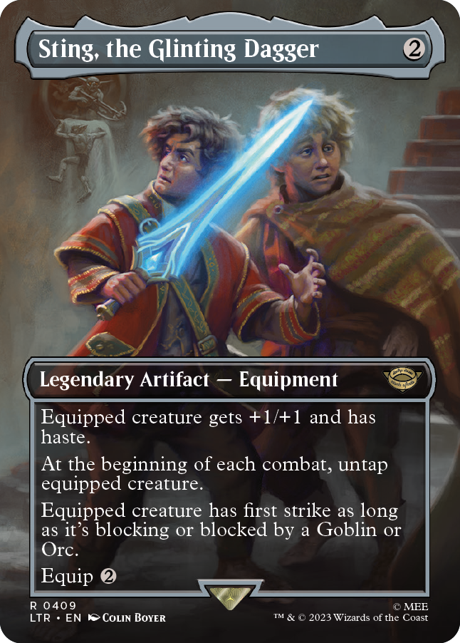 MTG Lord Of The Rings 0409 Sting, the Glinting Dagger (Borderless Art)