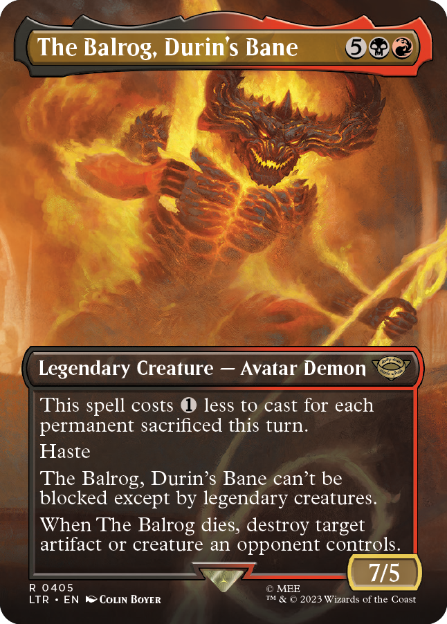 MTG Lord Of The Rings 0405 The Balrog, Durin's Bane (Borderless Art)