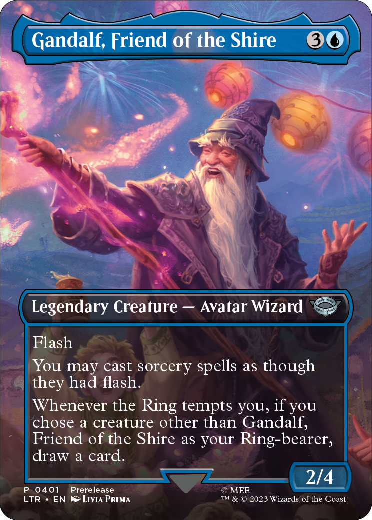 MTG Lord Of The Rings 0401 Gandalf, Friend of the Shire (Borderless Art Foil)