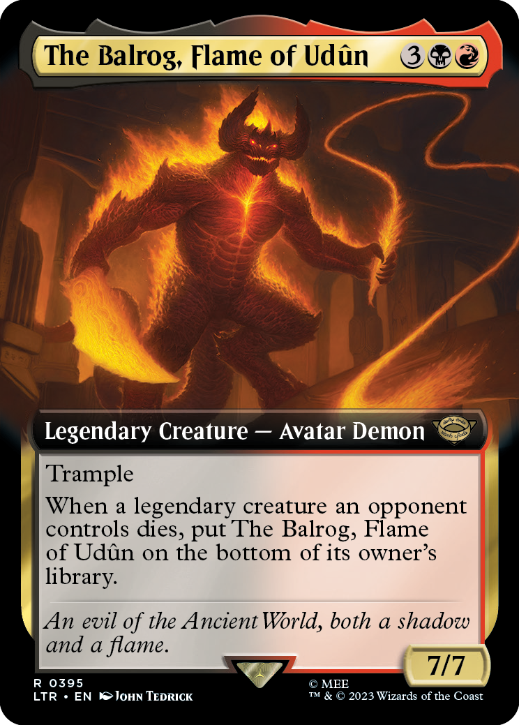 MTG Lord Of The Rings 0395 The Balrog, Flame of Udûn (Extended Art)