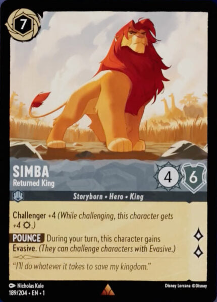 Disney Lorcana The First Chapter 189/204 SIMBA Returned King Foil