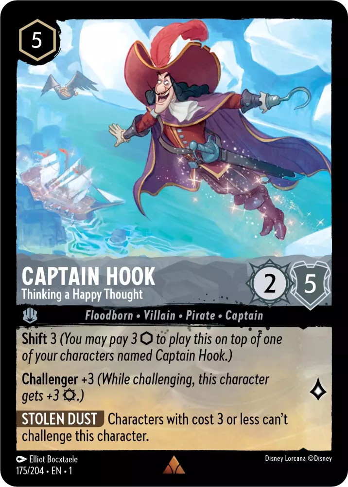 Disney Lorcana The First Chapter 175/204 CAPTAIN HOOK Thinking A Happy Thought