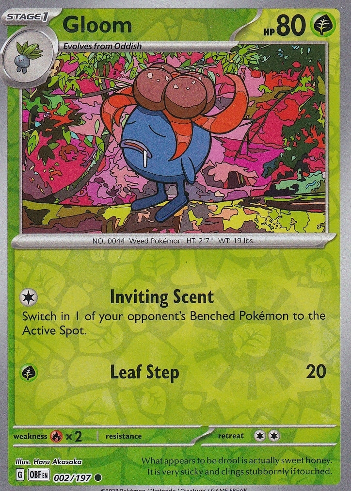 Scarlet & Violet Obsidian Flames 002/197 Gloom Reverse Holo