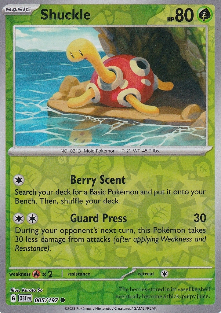 Scarlet & Violet Obsidian Flames 005/197 Shuckle Reverse Holo