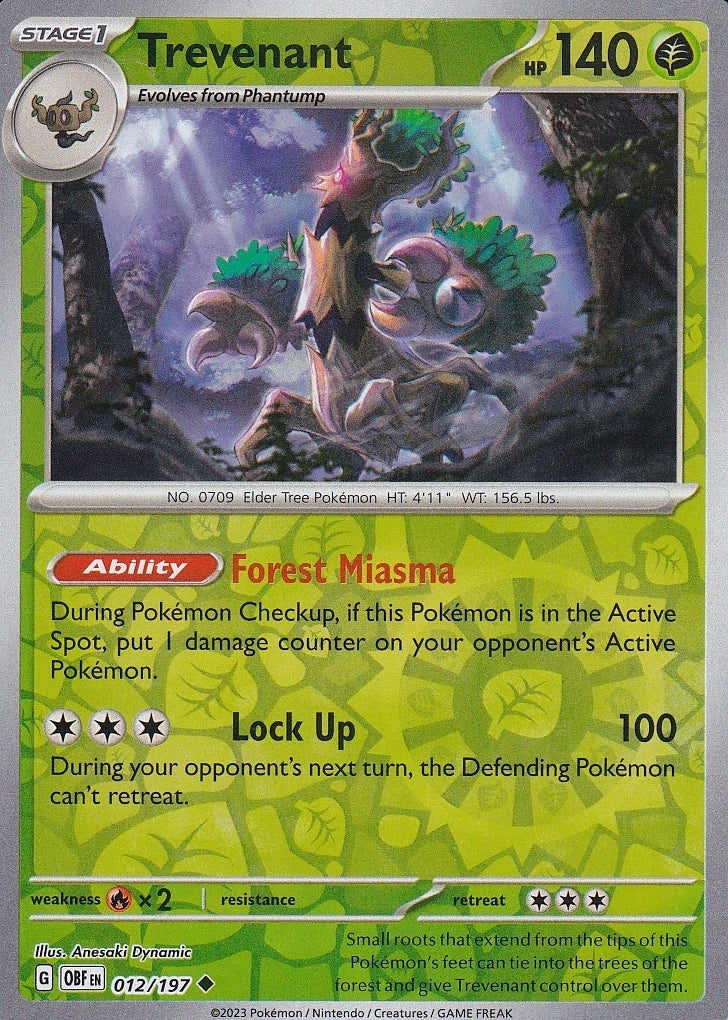 Scarlet & Violet Obsidian Flames 012/197 Trevenant Reverse Holo