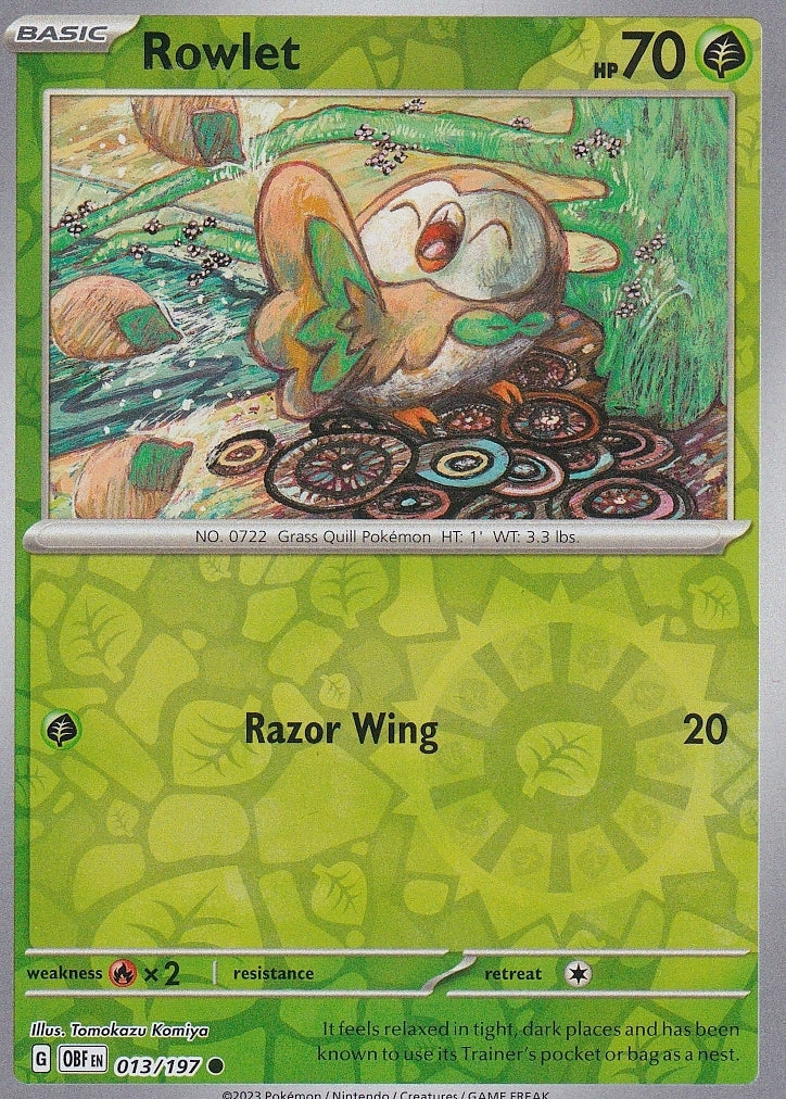 Scarlet & Violet Obsidian Flames 013/197 Rowlet Reverse Holo