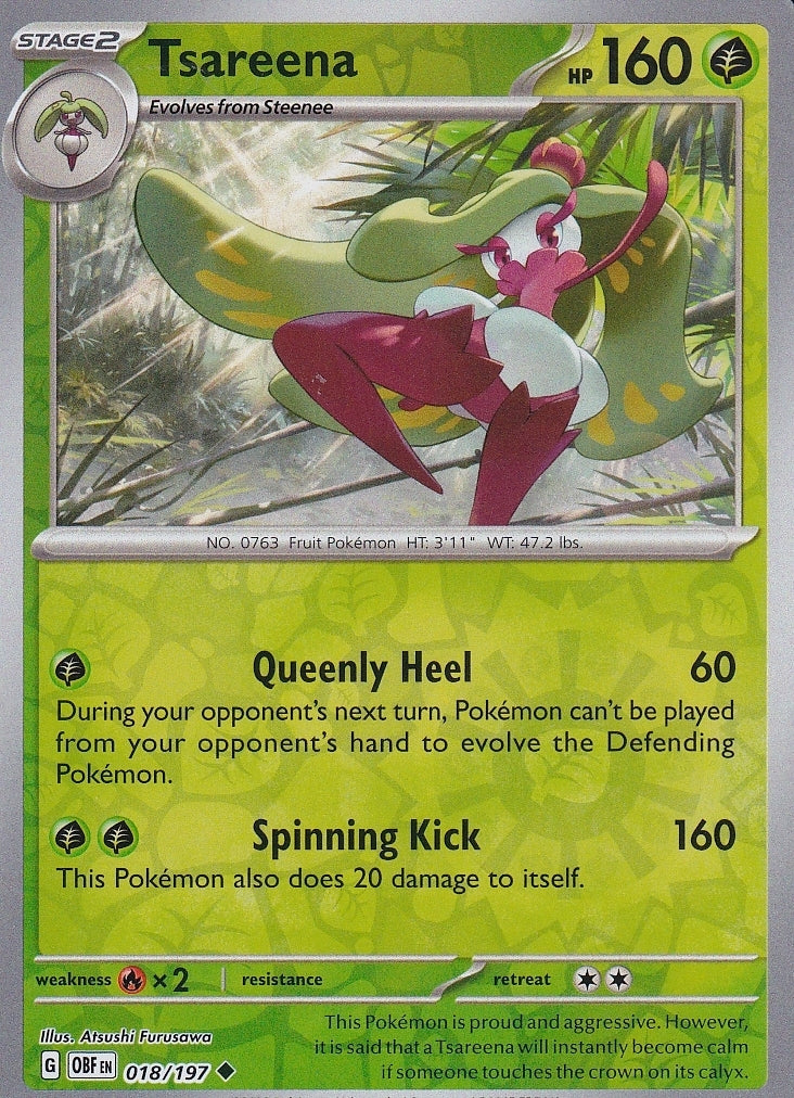 Scarlet & Violet Obsidian Flames 018/197 Tsareena Reverse Holo