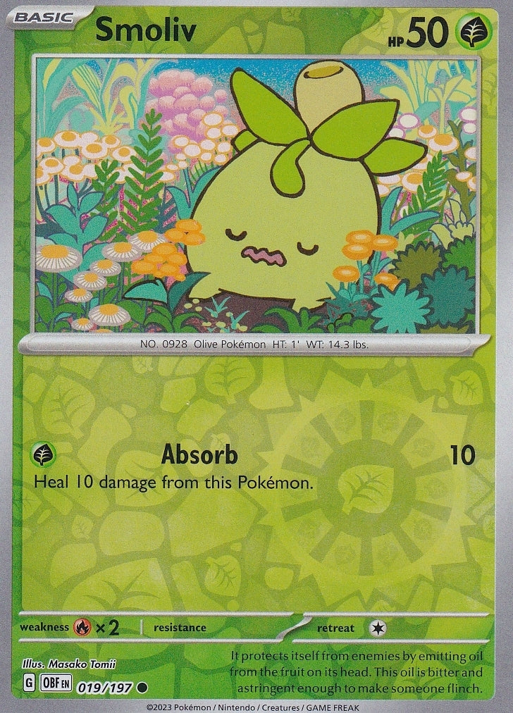 Scarlet & Violet Obsidian Flames 019/197 Smoliv Reverse Holo