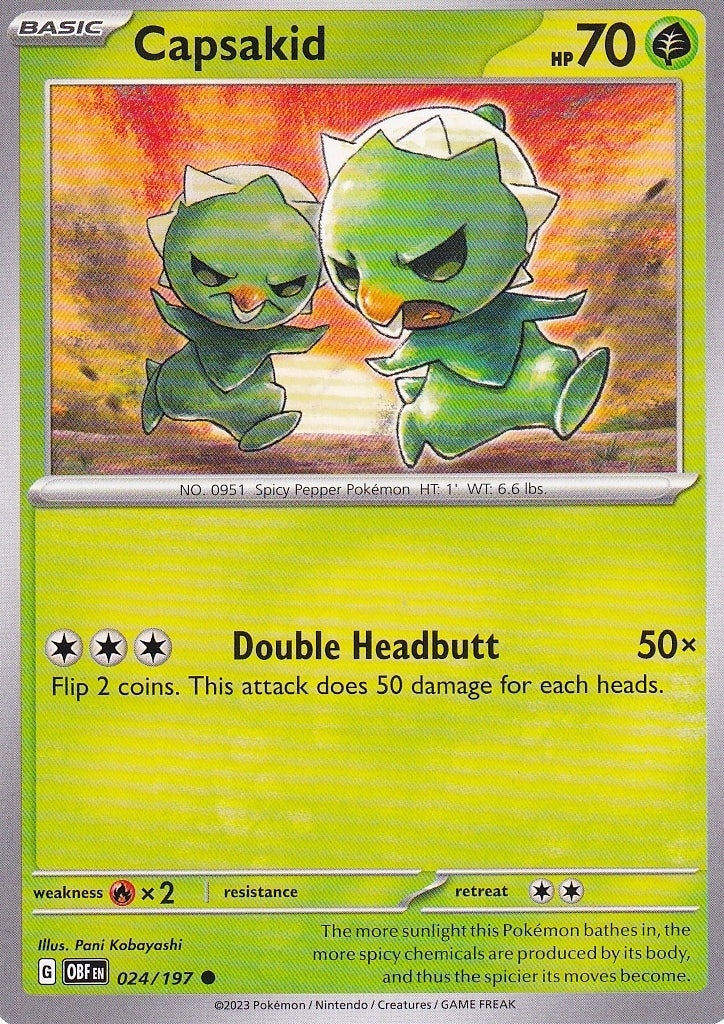 Scarlet & Violet Obsidian Flames 024/197 Capsakid