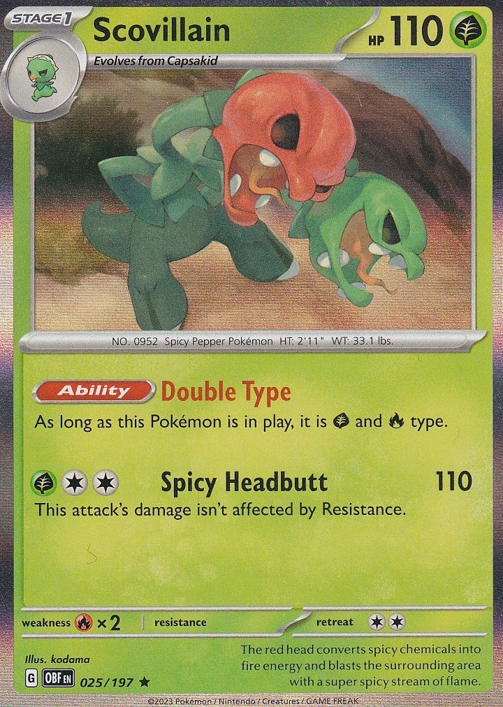 Scarlet & Violet Obsidian Flames 025/197 Scovillain Holo