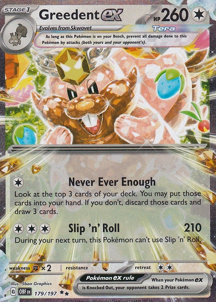 Scarlet & Violet Obsidian Flames 179/197 Greedent ex