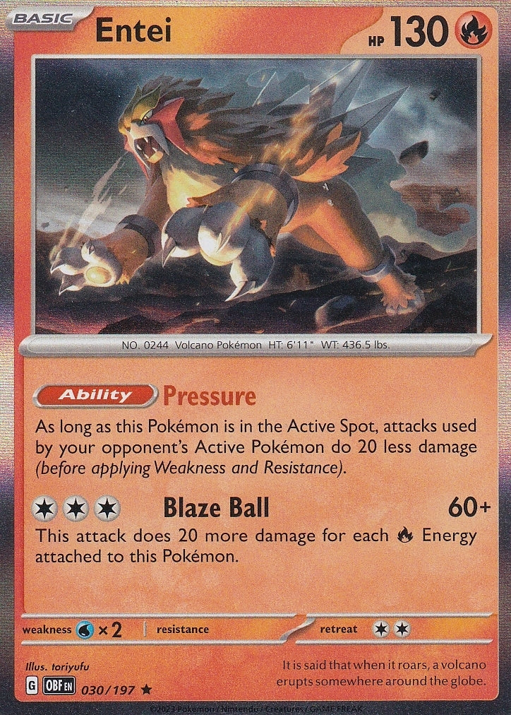 Scarlet & Violet Obsidian Flames 030/197 Entei Holo
