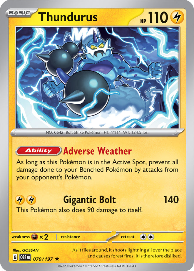 Scarlet & Violet Obsidian Flames 070/197 Thundurus Holo