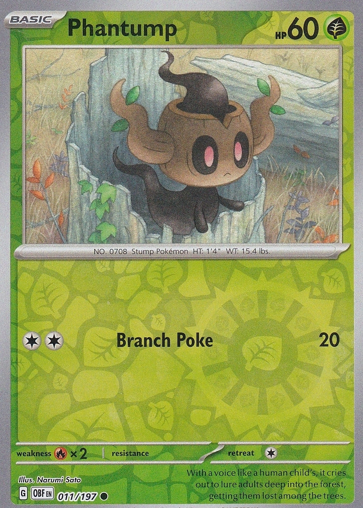 Scarlet & Violet Obsidian Flames 011/197 Phantump Reverse Holo