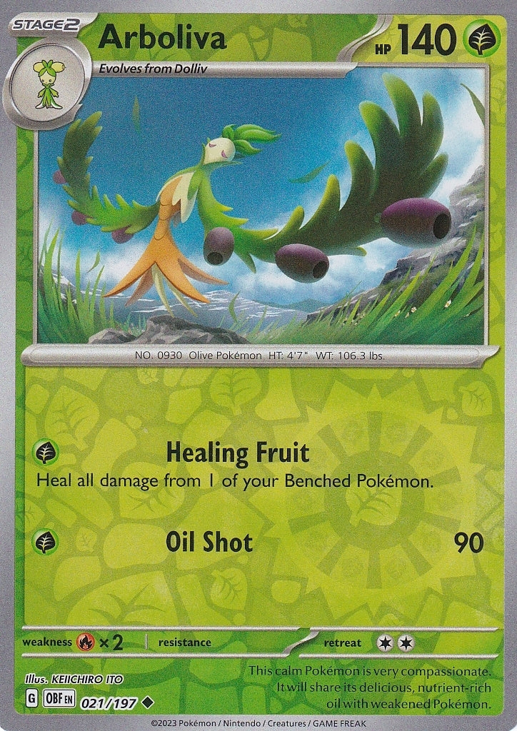 Scarlet & Violet Obsidian Flames 021/197 Arboliva Reverse Holo