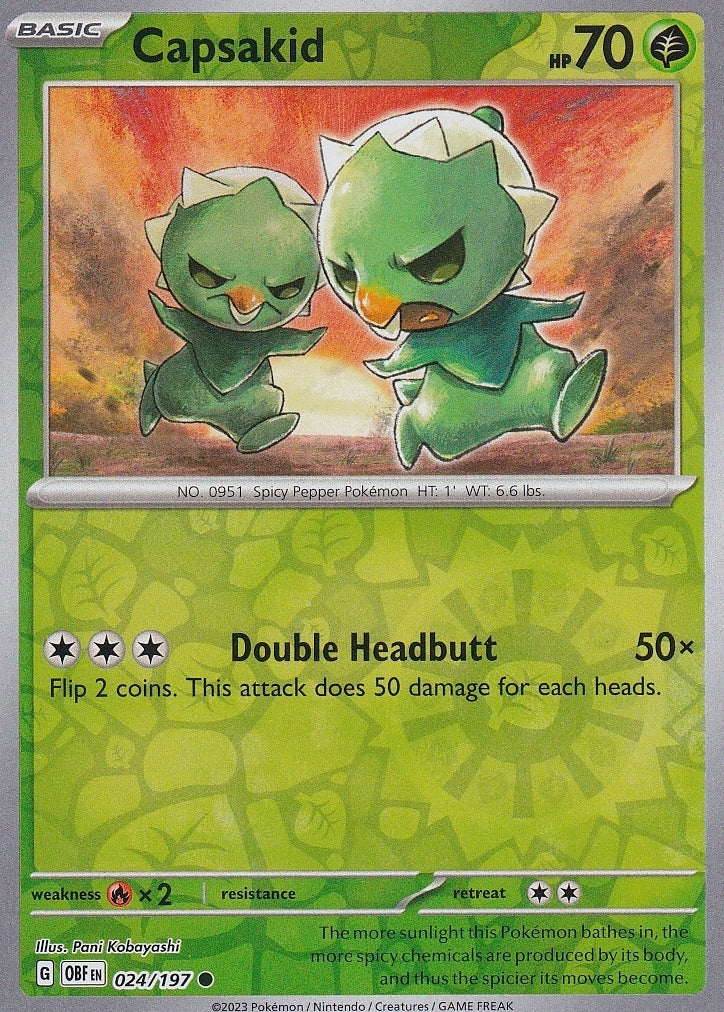 Scarlet & Violet Obsidian Flames 024/197 Capsakid Reverse Holo