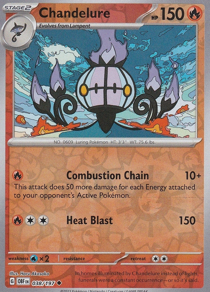 Scarlet & Violet Obsidian Flames 038/197 Chandelure Reverse Holo