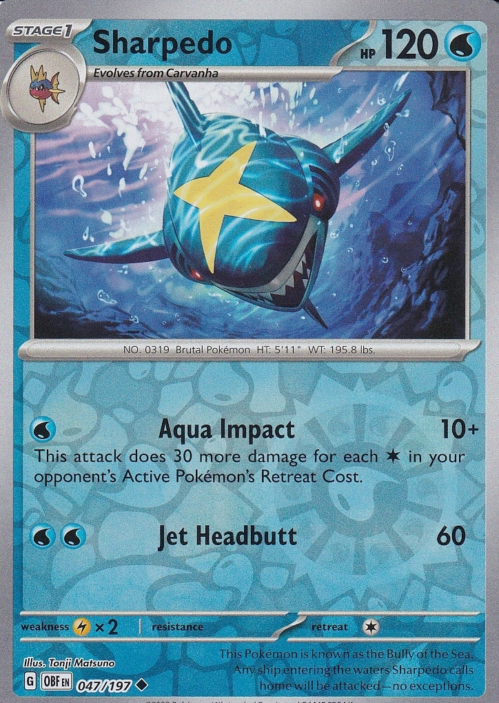 Scarlet & Violet Obsidian Flames 047/197 Sharpedo Reverse Holo