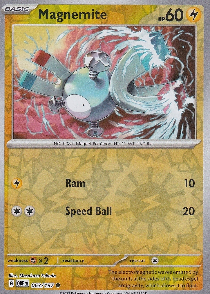 Scarlet & Violet Obsidian Flames 063/197 Magnemite Reverse Holo