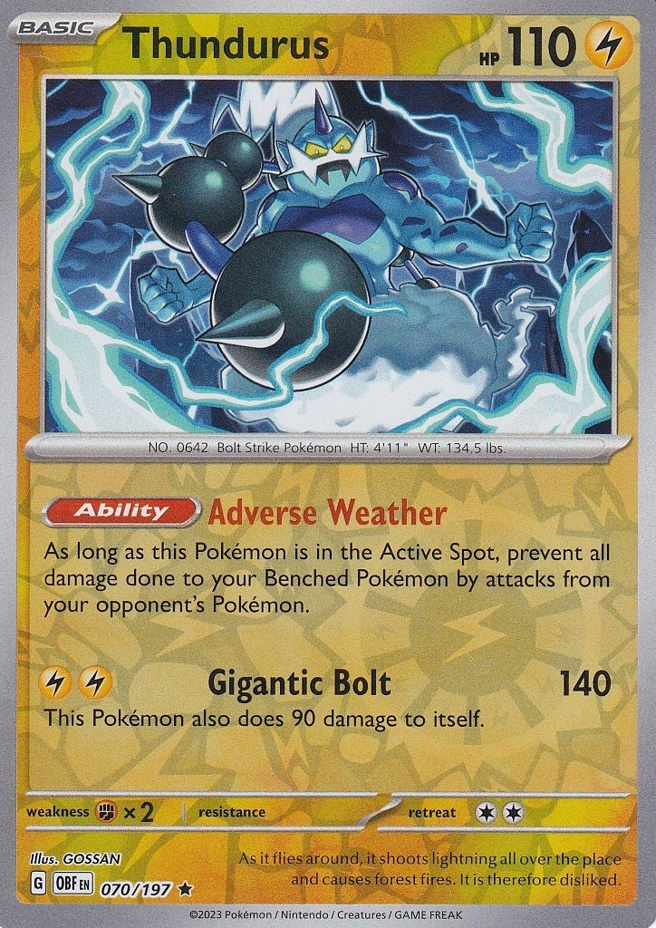 Scarlet & Violet Obsidian Flames 070/197 Thundurus Reverse Holo
