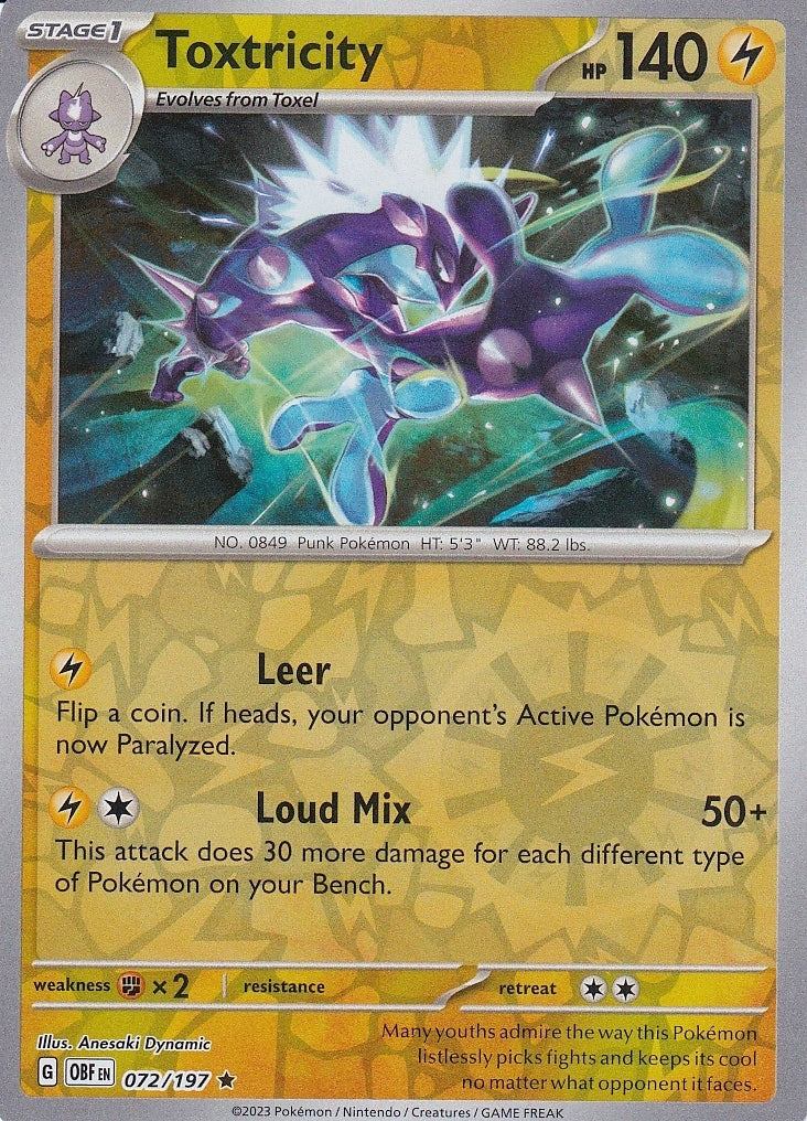 Scarlet & Violet Obsidian Flames 072/197 Toxtricity Reverse Holo