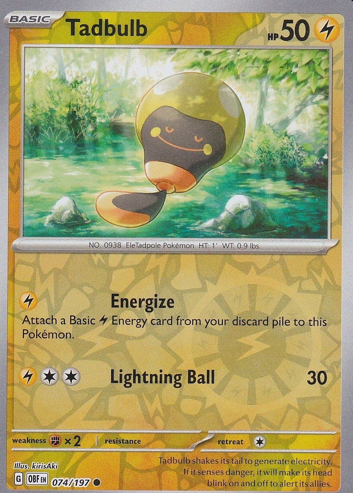 Scarlet & Violet Obsidian Flames 074/197 Tadbulb Reverse Holo