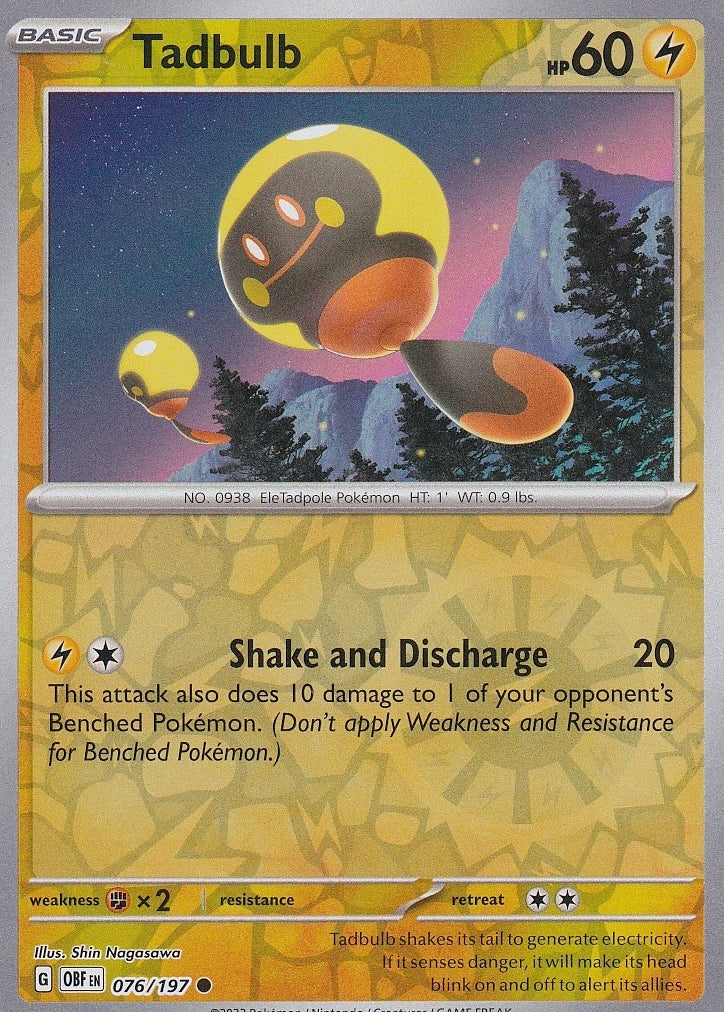 Scarlet & Violet Obsidian Flames 076/197 Tadbulb Reverse Holo