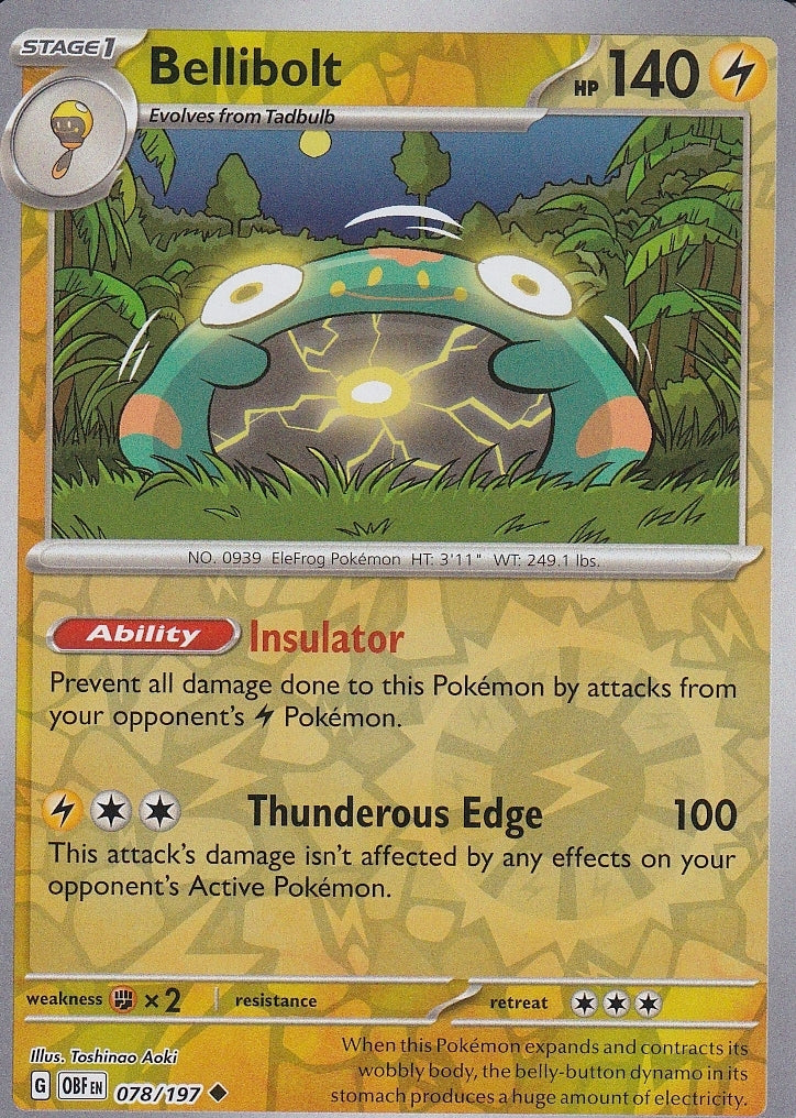 Scarlet & Violet Obsidian Flames 078/197 Bellibolt Reverse Holo