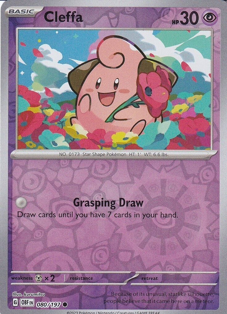 Scarlet & Violet Obsidian Flames 080/197 Cleffa Reverse Holo