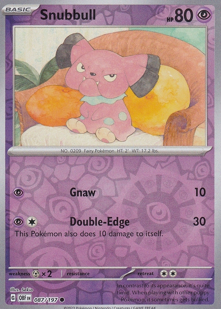 Scarlet & Violet Obsidian Flames 087/197 Snubbull Reverse Holo