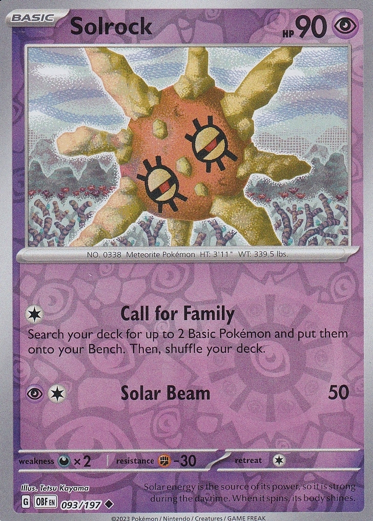 Scarlet & Violet Obsidian Flames 093/197 Solrock Reverse Holo