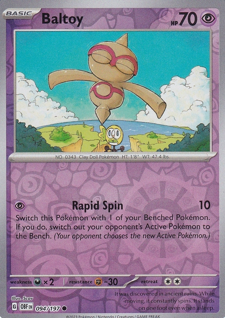 Scarlet & Violet Obsidian Flames 094/197 Baltoy Reverse Holo